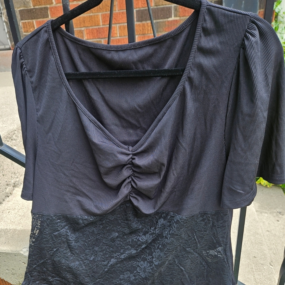 SHEIN Black Lace Detail Top